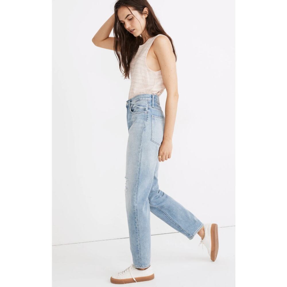 Madewell The Momjean Gilford Wash Ripped Edition Straight Leg High Waist Jean 29 - Picture 4 of 11